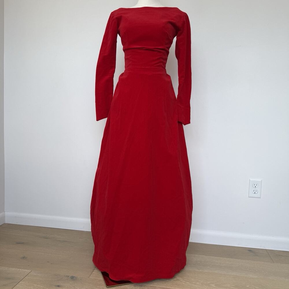 Classic Red Long Sleeve Maxi Dress - Picture 3 of 11